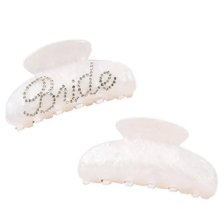 10cm acrylic diamond shower shark clip hair barrette with spot drill finish in pink or white