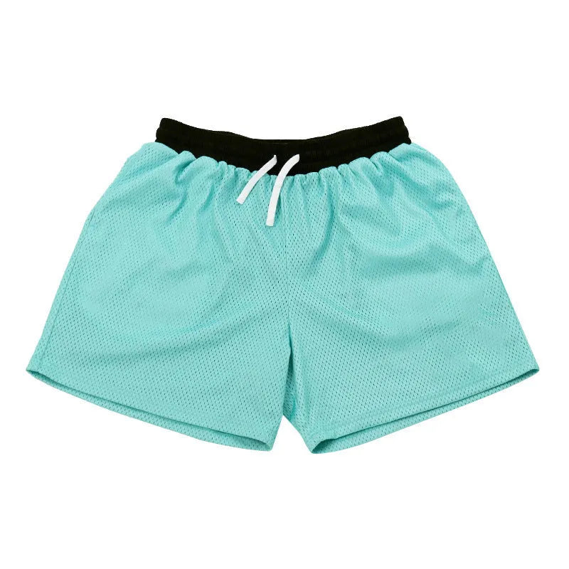 Men's solid-colour mesh quick-drying shorts in chemical fibre fabric for athletic use