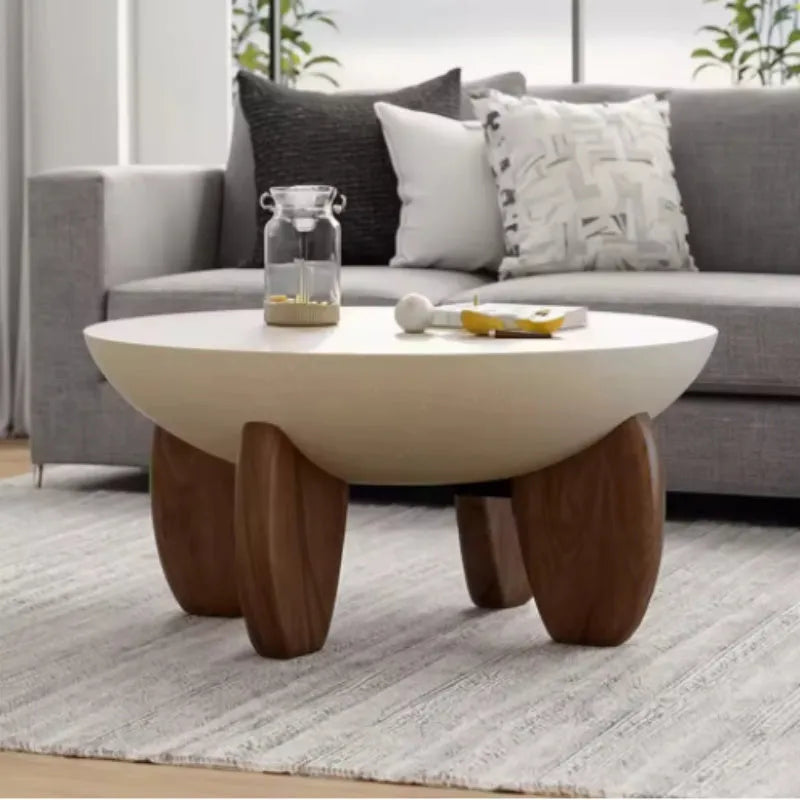 White solid wood adjustable height coffee table with portable design for living room furniture