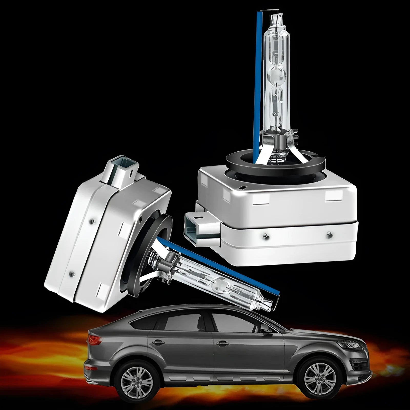 Xenon automotive headlight lens lamp with aluminium alloy shell and quartz tube