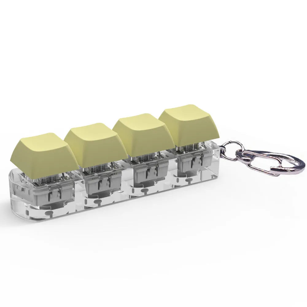 4-key keyboard shaft tester with transparent bottom shell measuring 22mm by 27mm by 85mm