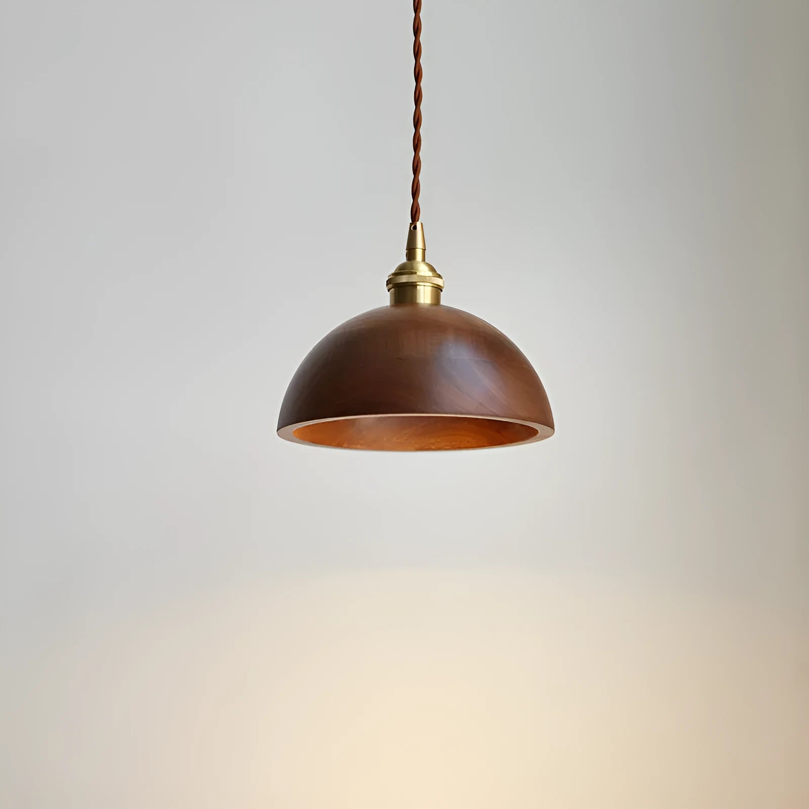 Black walnut single-head droplight chandelier with copper wood art construction