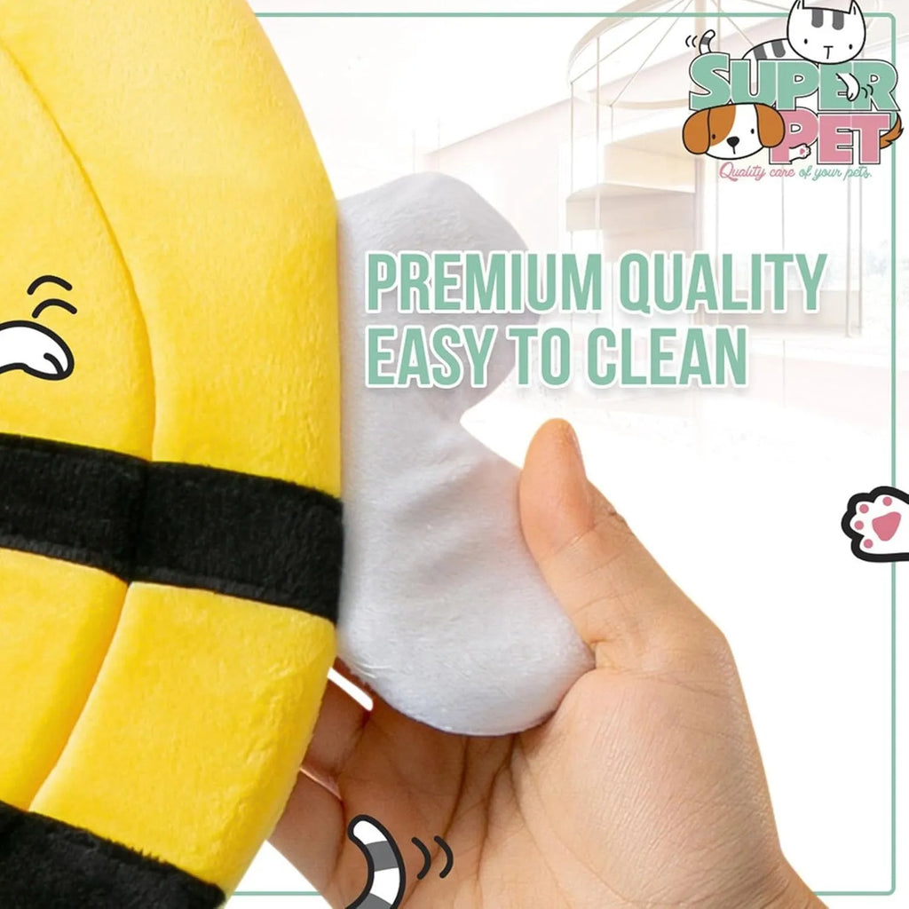 Soft bee design cat recovery cone collar with Velcro closure in four sizes