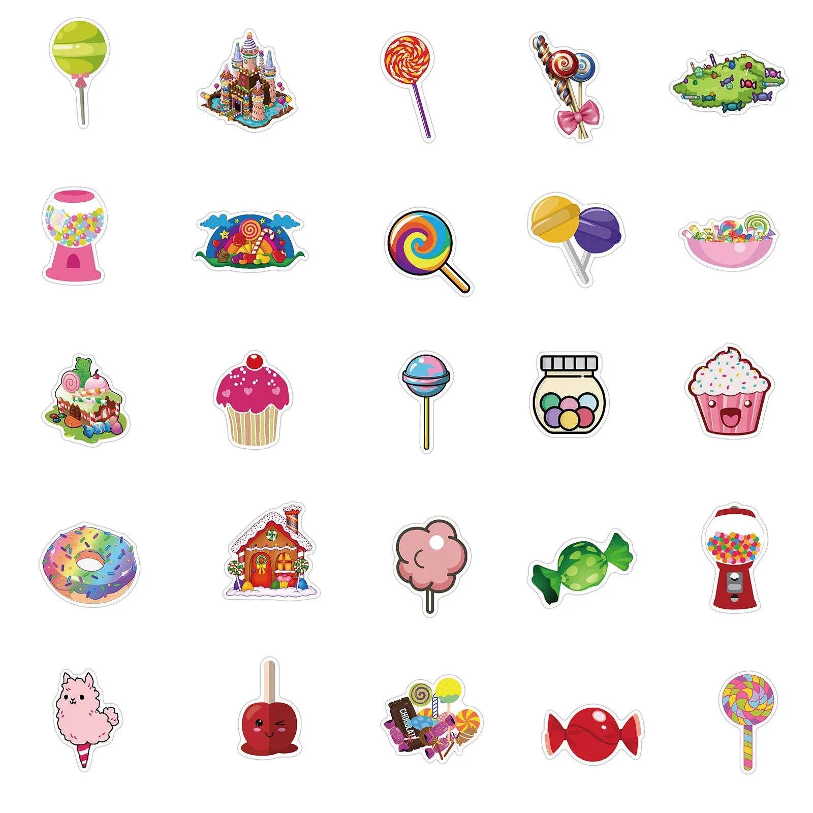 Candy series graffiti stickers colourful cartoon designs adhesive 4-6cm size