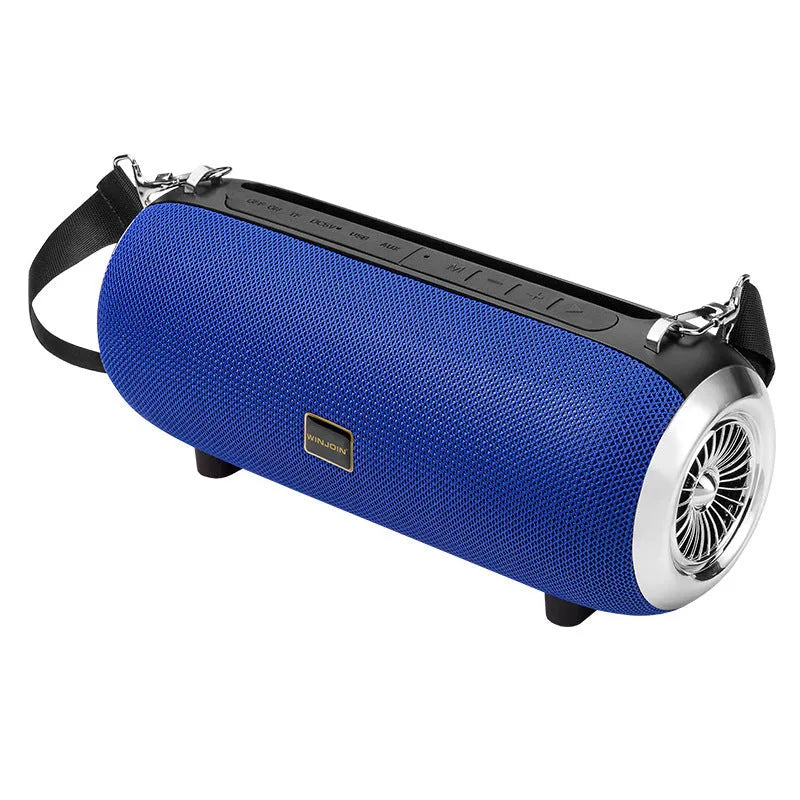 F666 portable Bluetooth speaker in chosen colour with shoulder strap, showing front grille and control buttons.