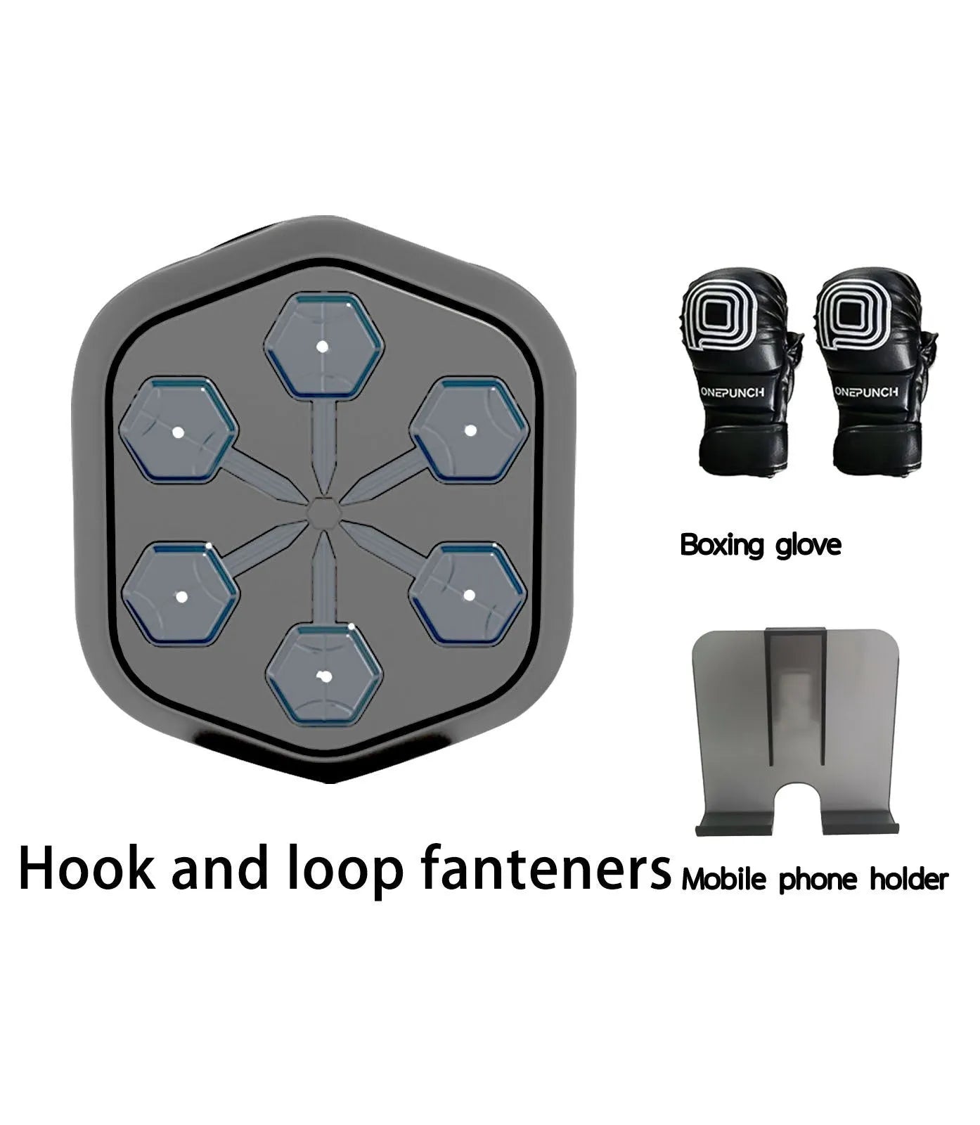 Black smart boxing machine with Bluetooth connection and Velcro target surface