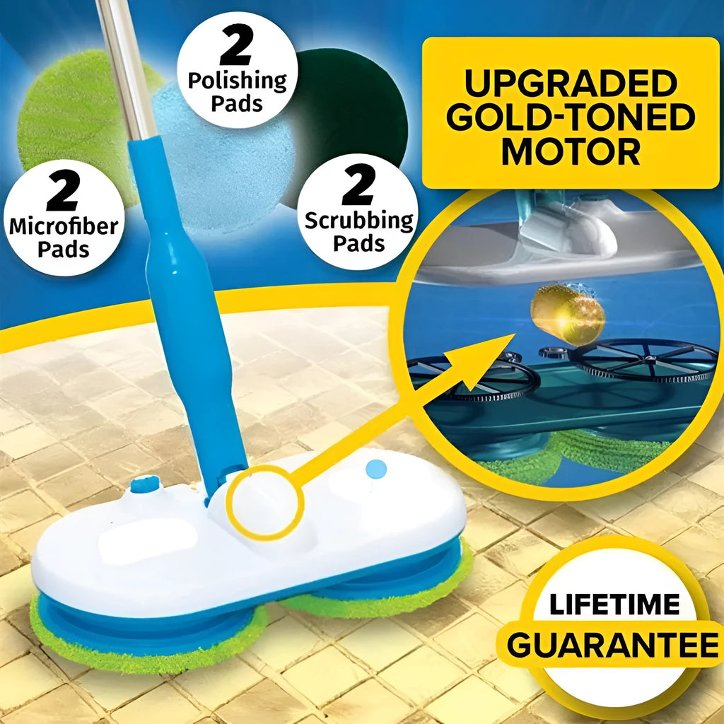 Wireless electric floor cleaning mop with USB charging port and multiple cleaning pads