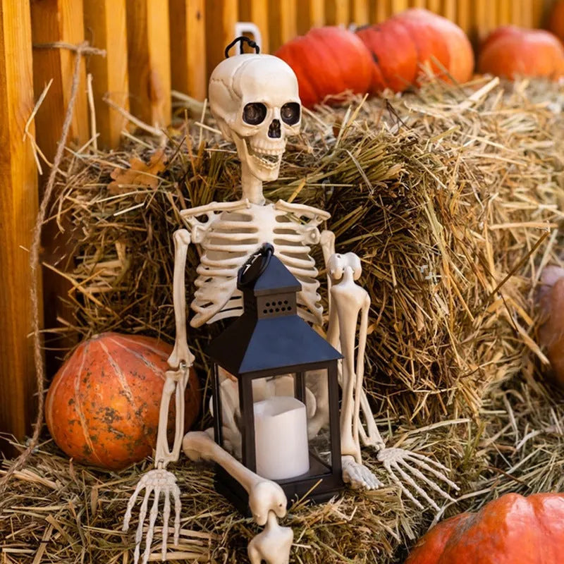 90cm tall plastic Halloween skeleton model with movable joints for outdoor decoration