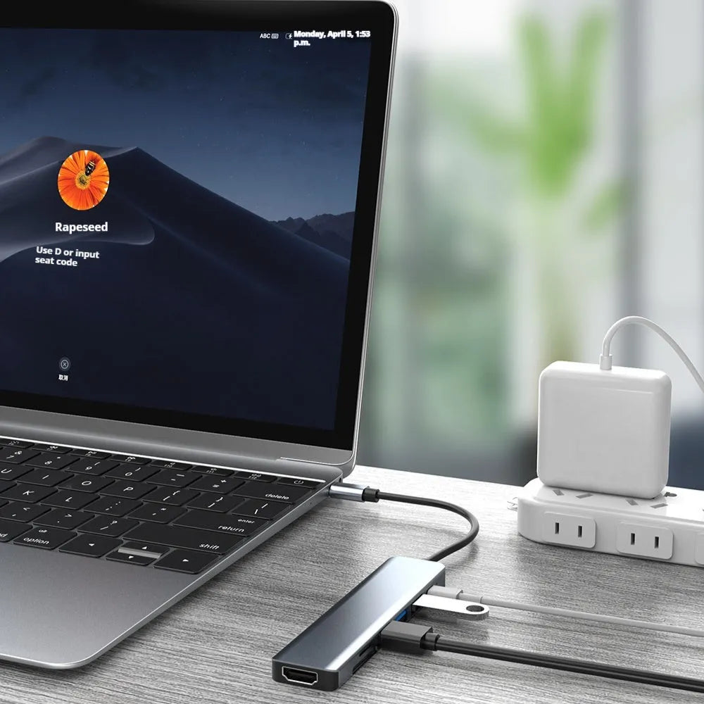 Seven-in-one USB expander with type-c connector and 0.145m cable