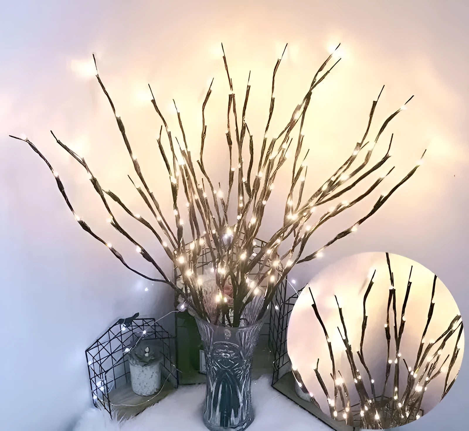 LED decorative tree light with branch design and multiple colour options in vase base
