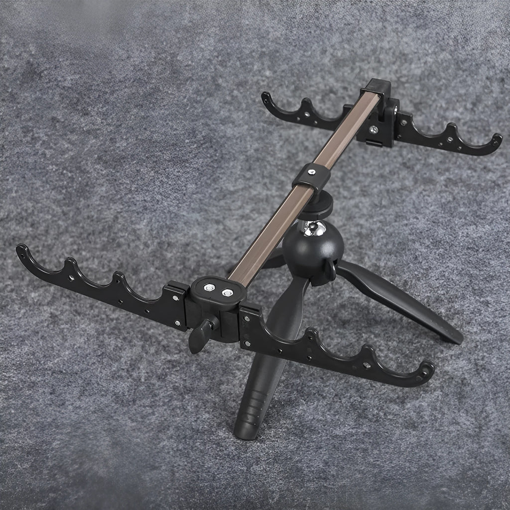 Aluminium alloy ice fishing triangle rod holder bracket or tripod on ice.