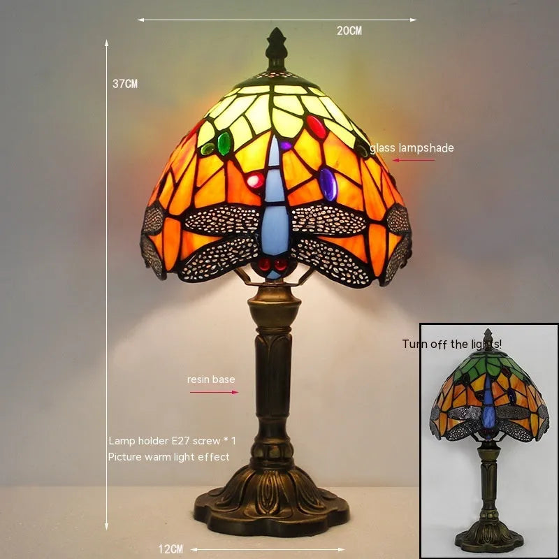 Tiffany dragonfly stone table lamp in European retro style with multiple size options