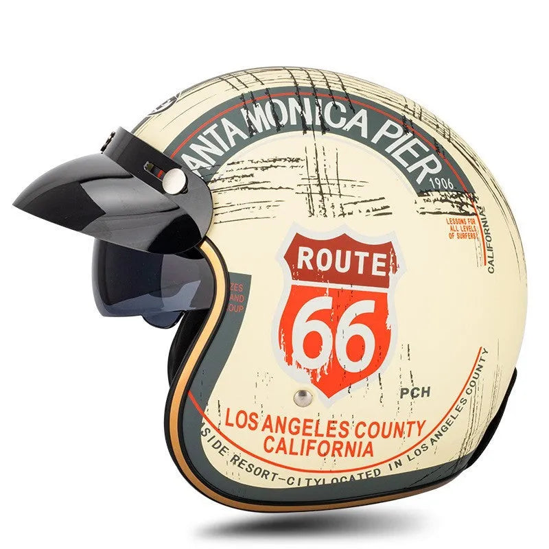 Retro-style half helmet for electric bike riding in ABS plastic, shown in a classic colour option.