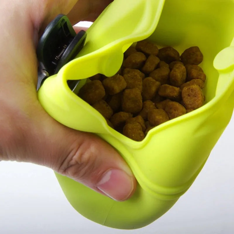 Silicone dog training treat waist bag with clip and magnetic closure in multiple colours