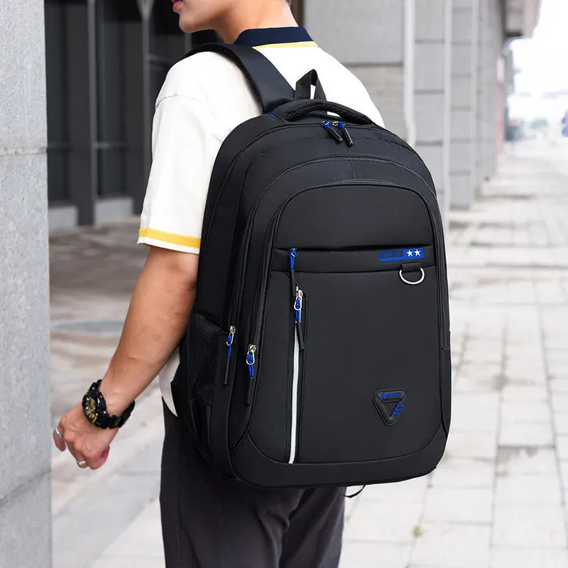 Men's Oxford cloth schoolbag with air pillow belt in black, blue, green or red colour options