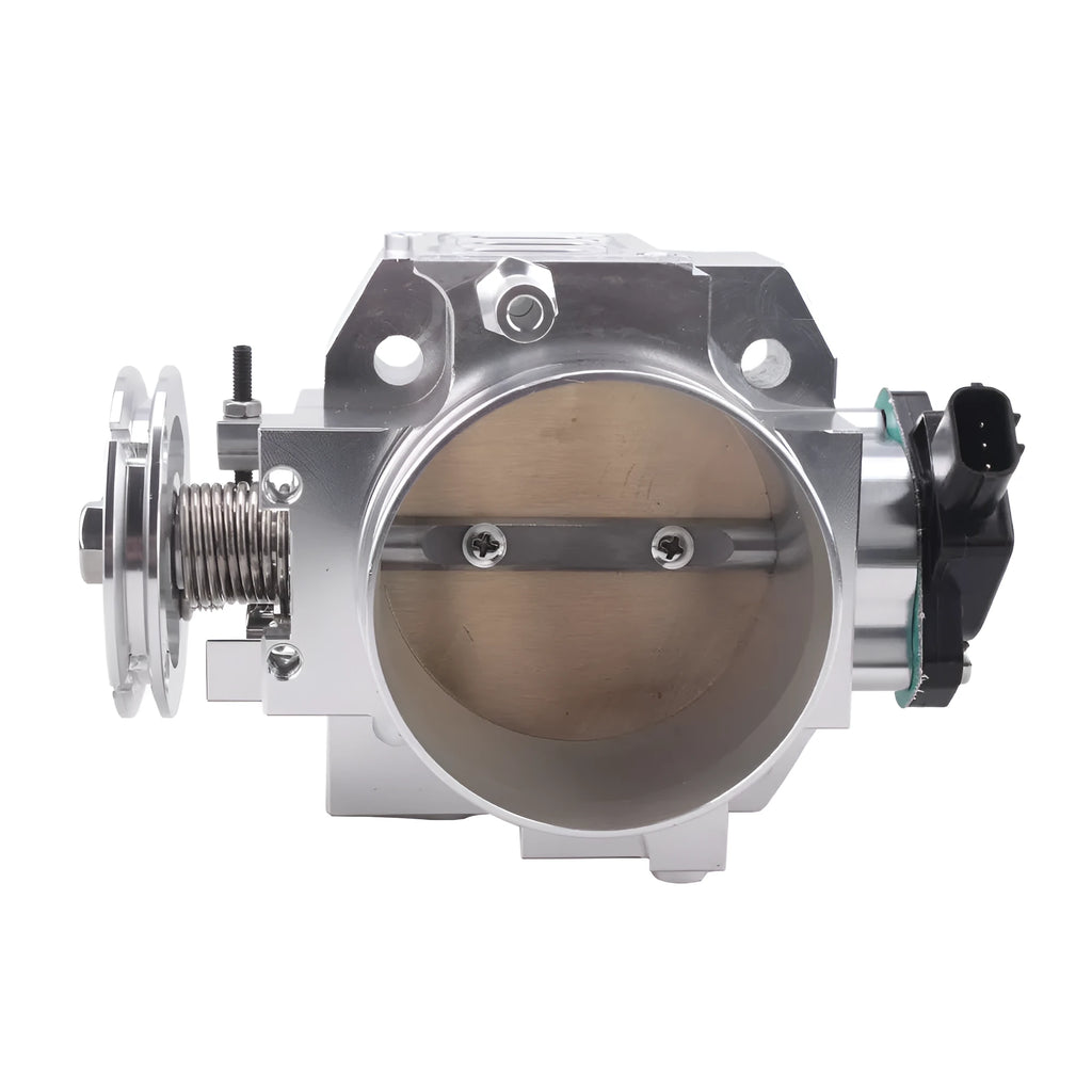 Aluminium throttle body for Honda K20A engine, shows 70mm inlet and CNC machining, black finish.