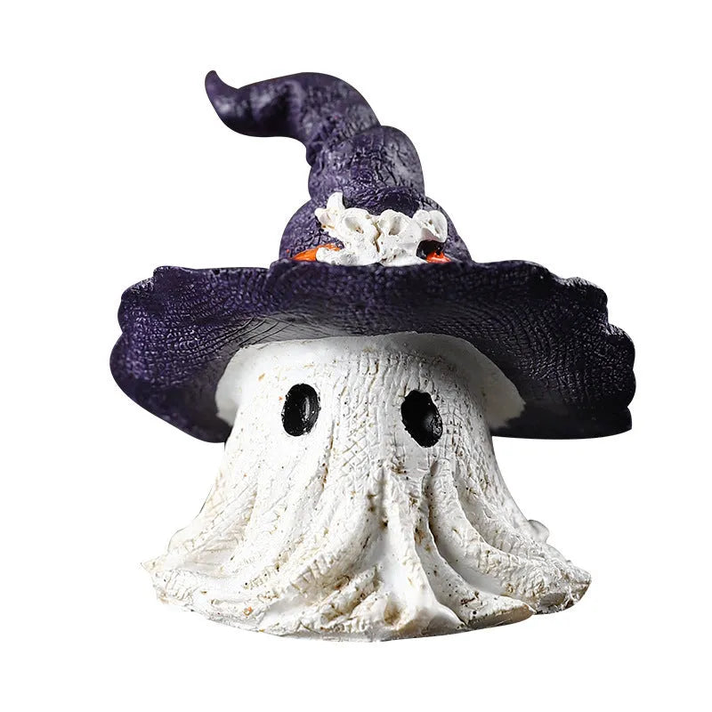Resin wizard hat ornament with ghost theme for Halloween, Christmas, and Easter decorations