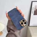 Leather texture TPU iPhone case in grey showing slim protection design for multiple models