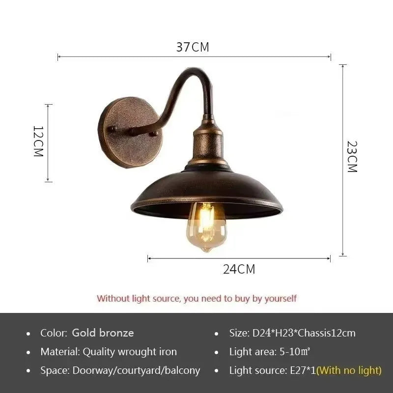 Retro style villa courtyard wall lamp in silver or copper finish with angled mounting options