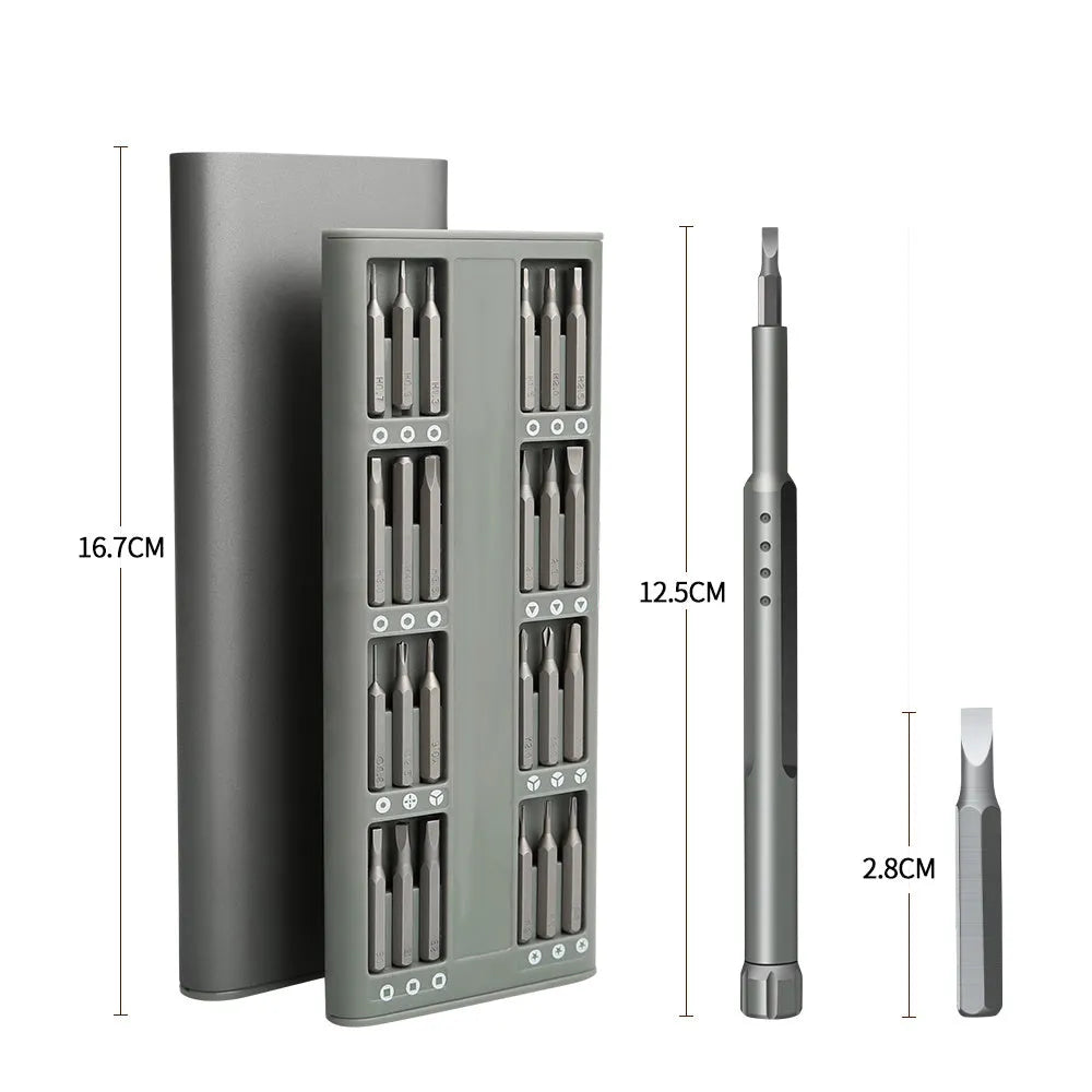 49-in-1 nickel aluminium bronze magnetic precision screwdriver set with cross and flat heads