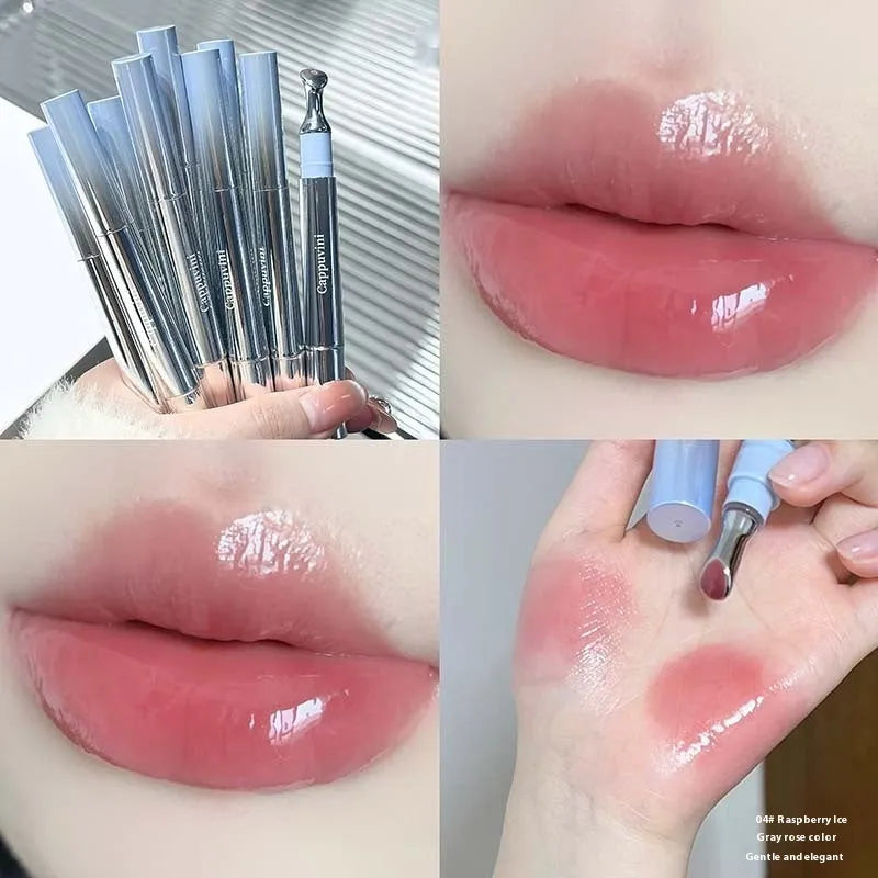 Mirror Water Light lip gloss lipstick in six ice colours including almond and raspberry shades