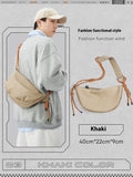 Men's lightweight nylon messenger bag in solid colour with large capacity for commuting and exercise