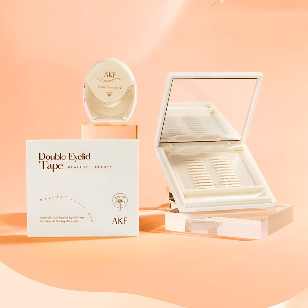 Roll of lace double eyelid stickers in packaging, showing options for Crescent M and Olive M shades.