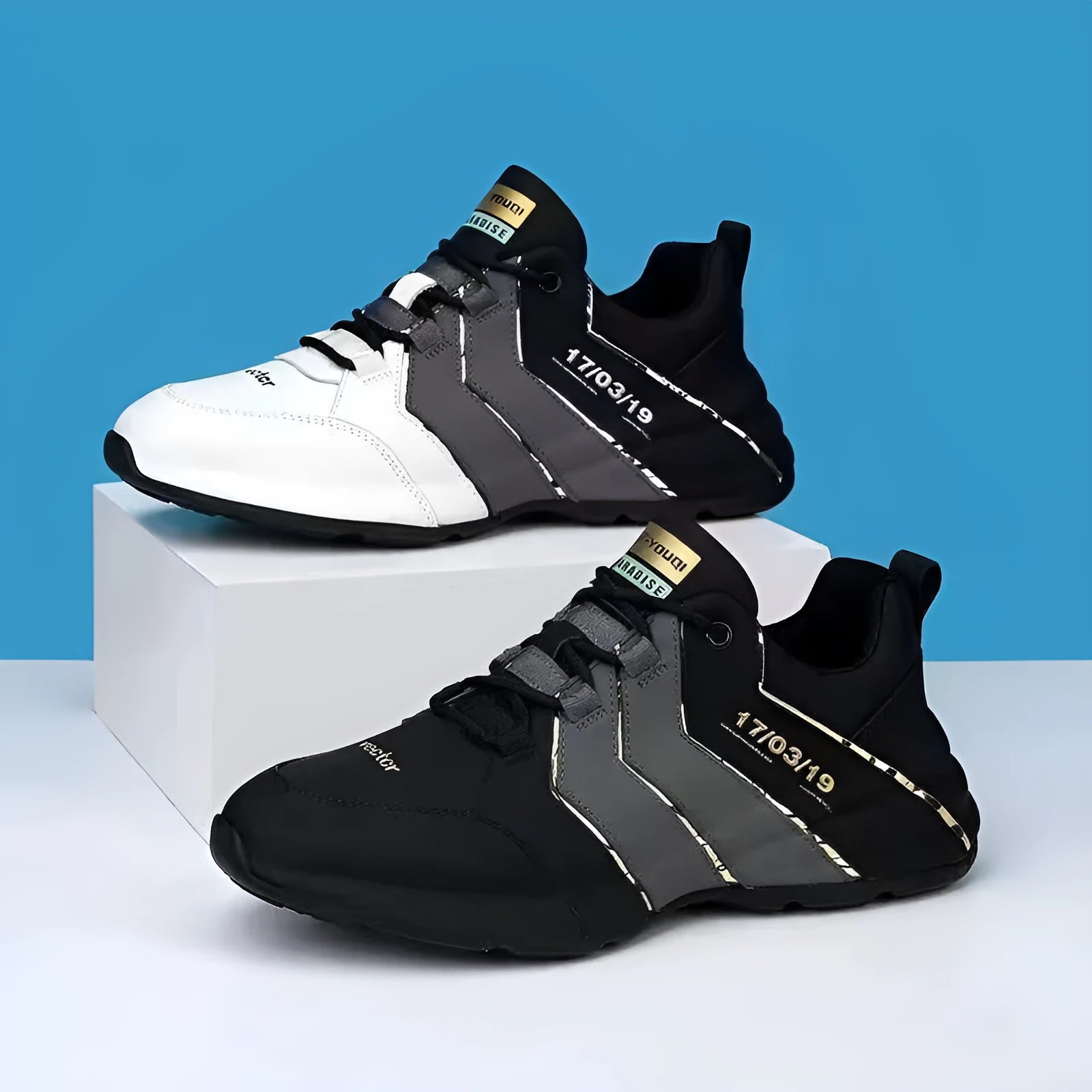 Teenagers casual low-top sneakers with mesh lining and round toe in black and grey colour