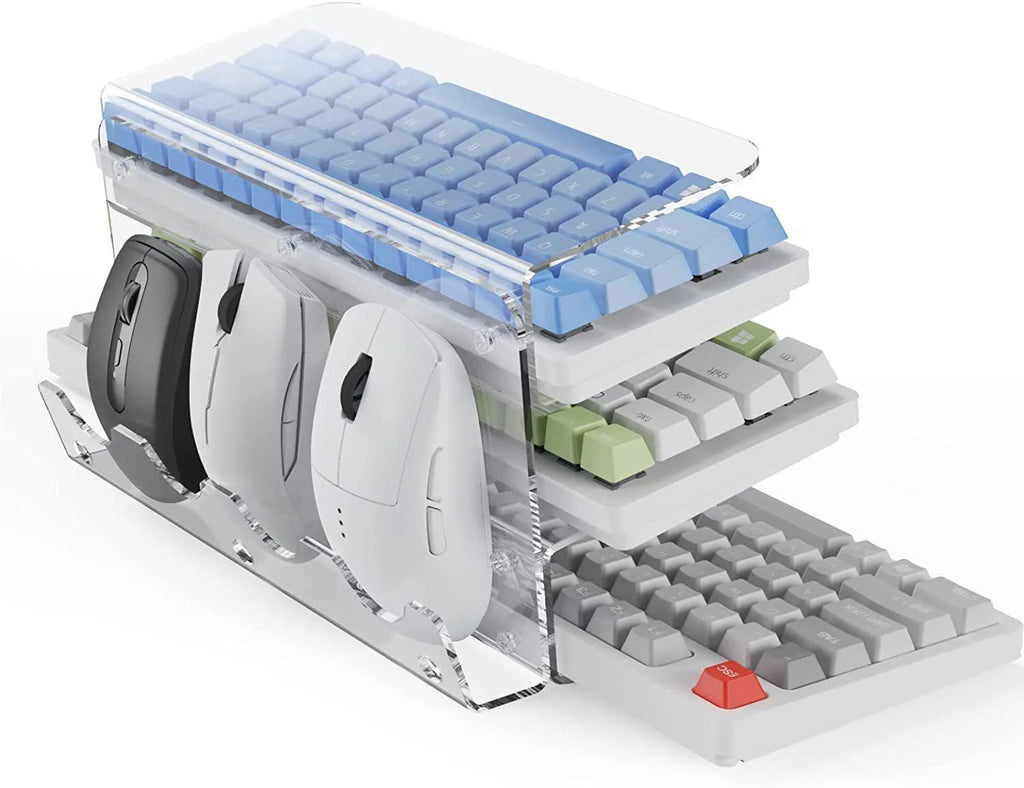 Plastic tray height increasing inclined computer keyboard holder bracket in four colour options for ergonomic desk use
