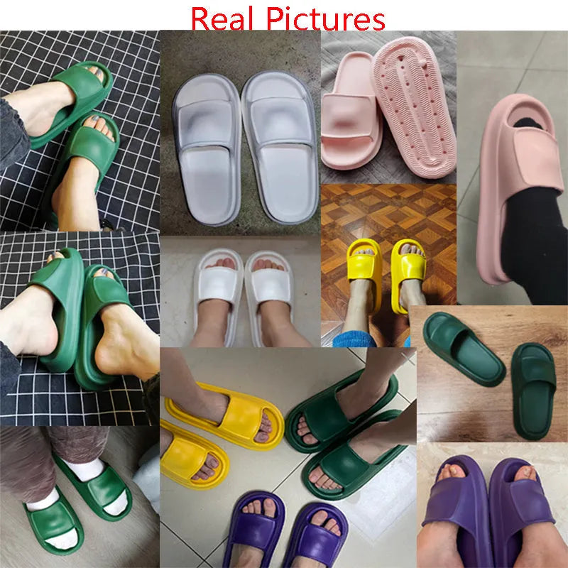 Soft EVA flip-flop slippers with a thick sole, shown in multiple colour options.