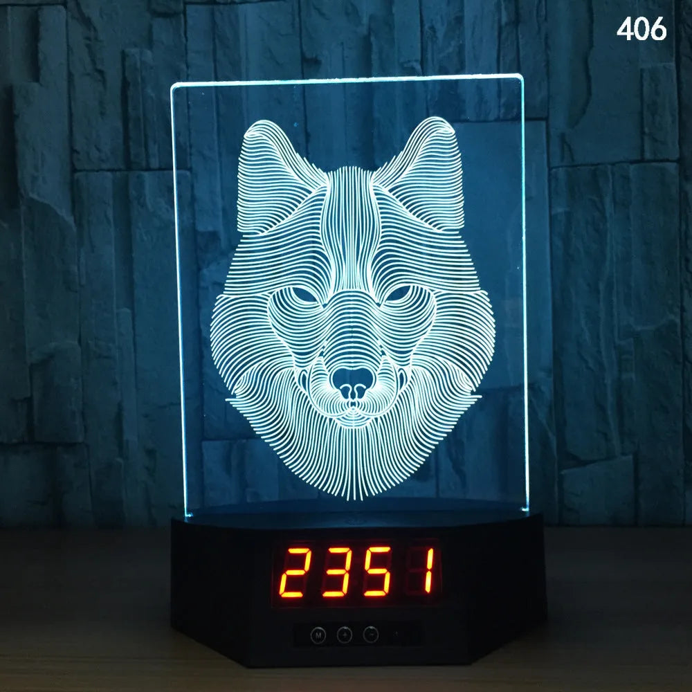 3D glowing dolphin shaped LED table lamp with remote control on a bedside table.