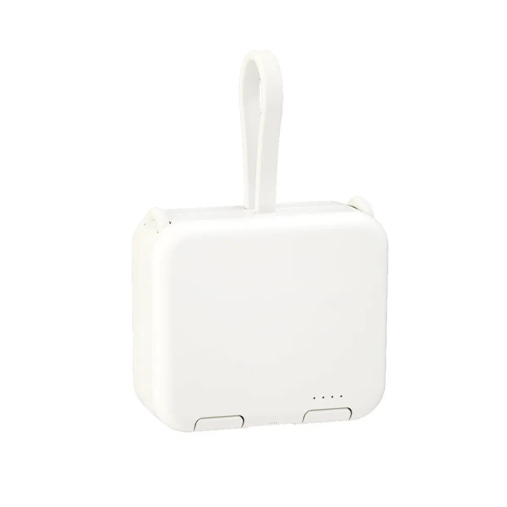 Handbag clip-on power bank with phone stand function in blue, green, red, or white.