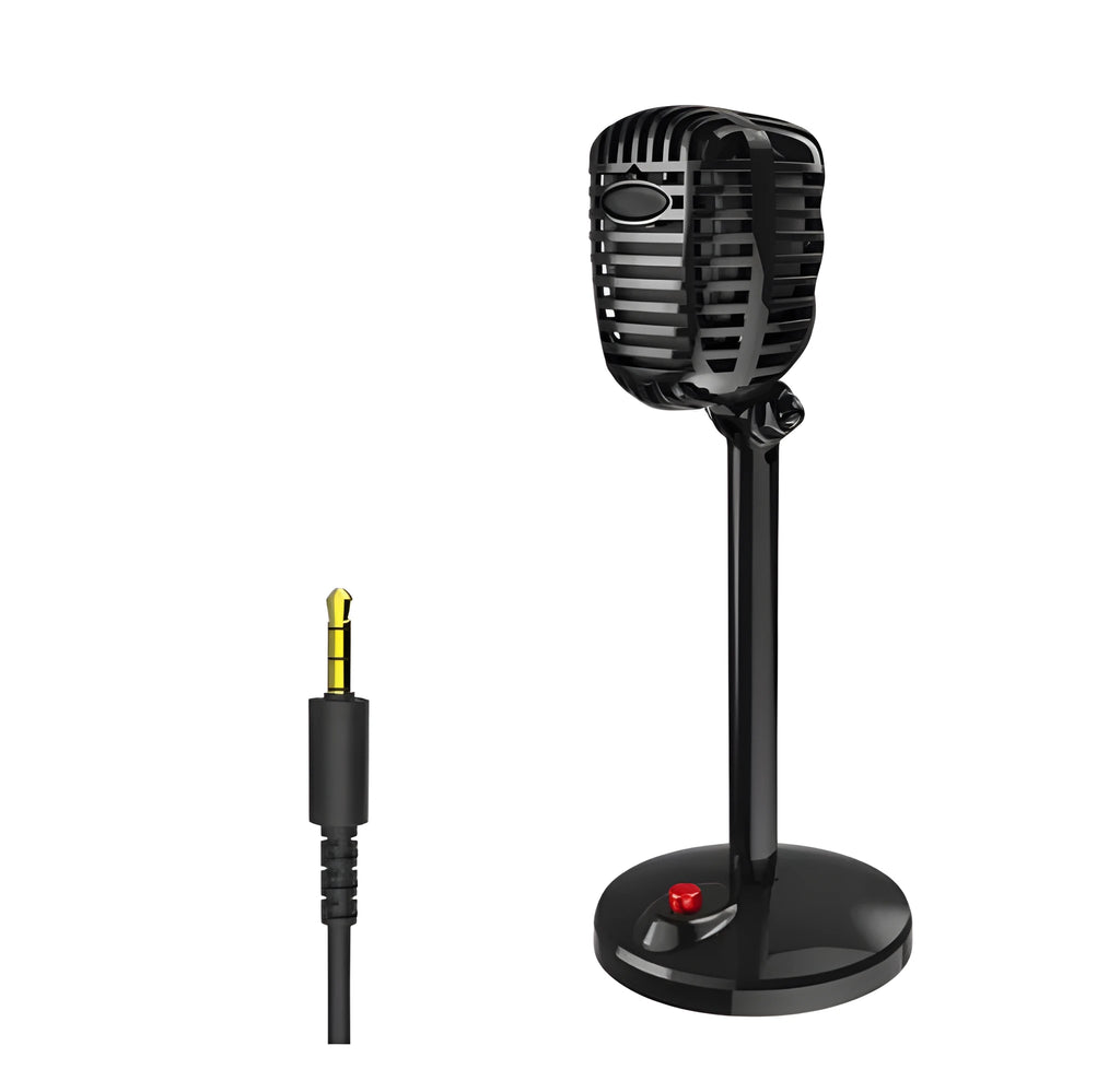 Black USB computer microphone with adjustable stand and omnidirectional pickup for podcasting and online calls