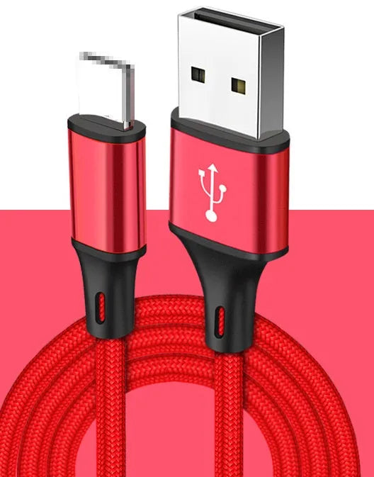 Black USB to TYPE C mobile phone charging cable shown at 2 metre length.