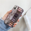 Silicone iPhone case with eye shadow design in flesh and grey colours