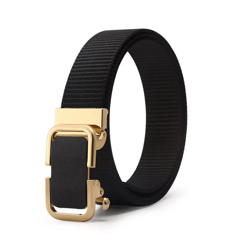 Toothless nylon canvas men's belt with alloy buckle in multiple colour options