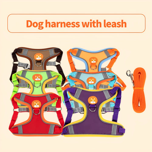 Adjustable dog haulage rope harness in multiple colours with chest strap attachment