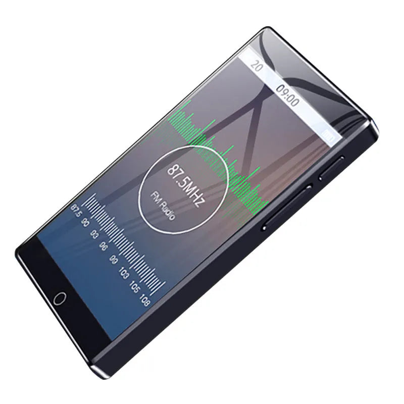 Black Ruizu H1 8GB MP3 MP4 player with 4-inch touch screen displayed front-on.