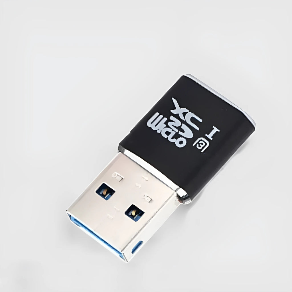 Black USB 3.0 Micro SD card reader for smartphones and computers with ABS plastic shell