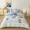 Cartoon Schnauzer children's bedding set with thickened cotton material and embroidery details
