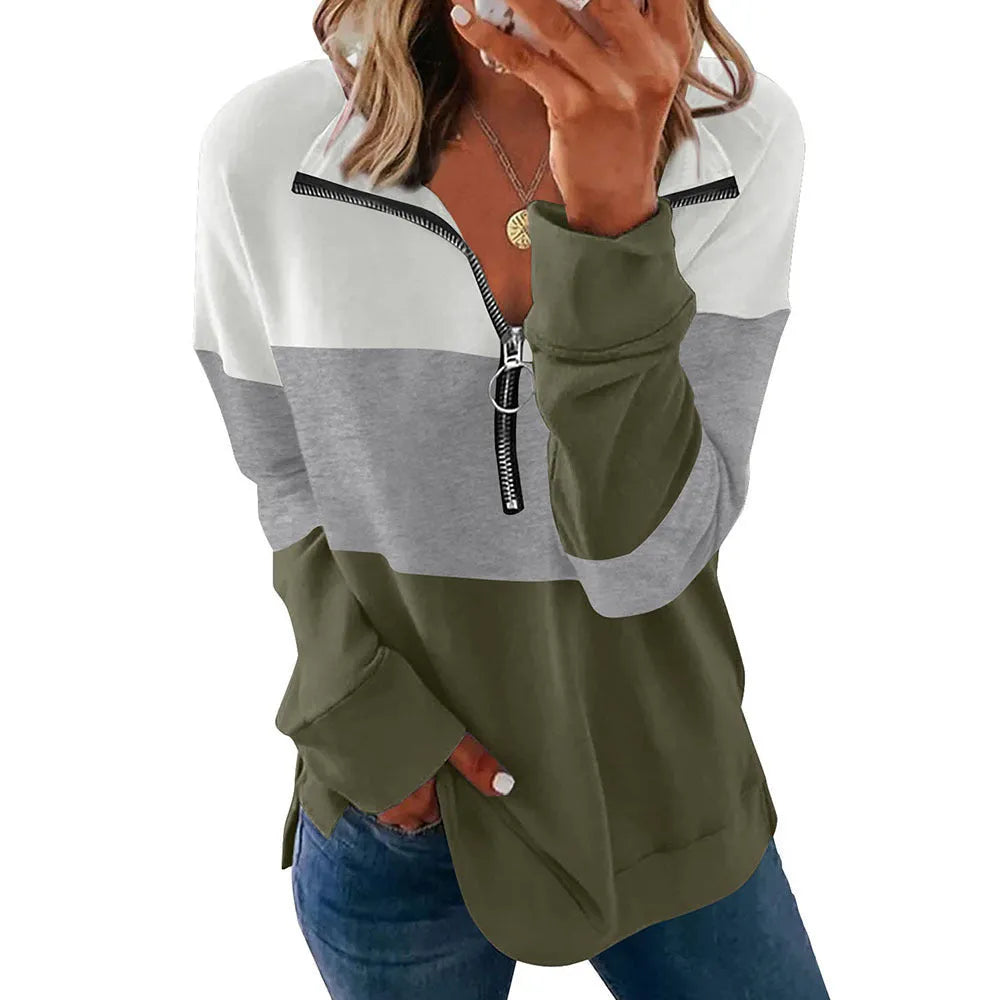 Women's loose leopard print pullover sweater in polyester, shown in multiple colour and print options.