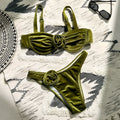 Women's A371 green 3D flower print swimsuit with high elasticity for swimming and fitness