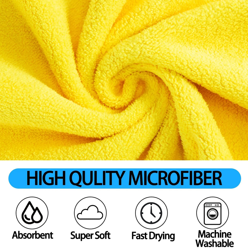 Yellow microfiber dog drying towel on hook, super absorbent for quick drying pets