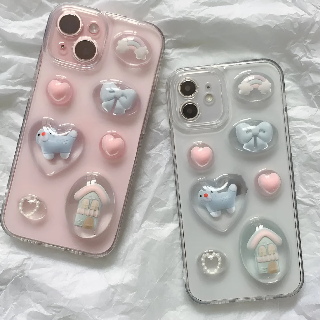 Soft drip glue cat phone case for Apple iPhone with 3D dropper design in same-style colour