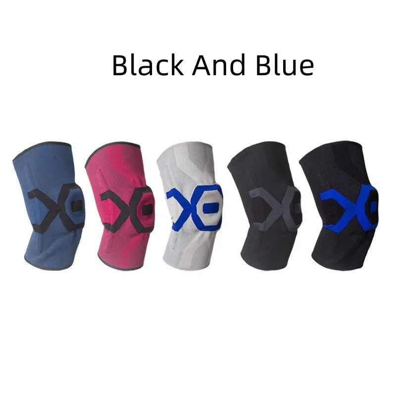 A pair of men's silicone knee pads for sports protection shown in a two-tone colour.