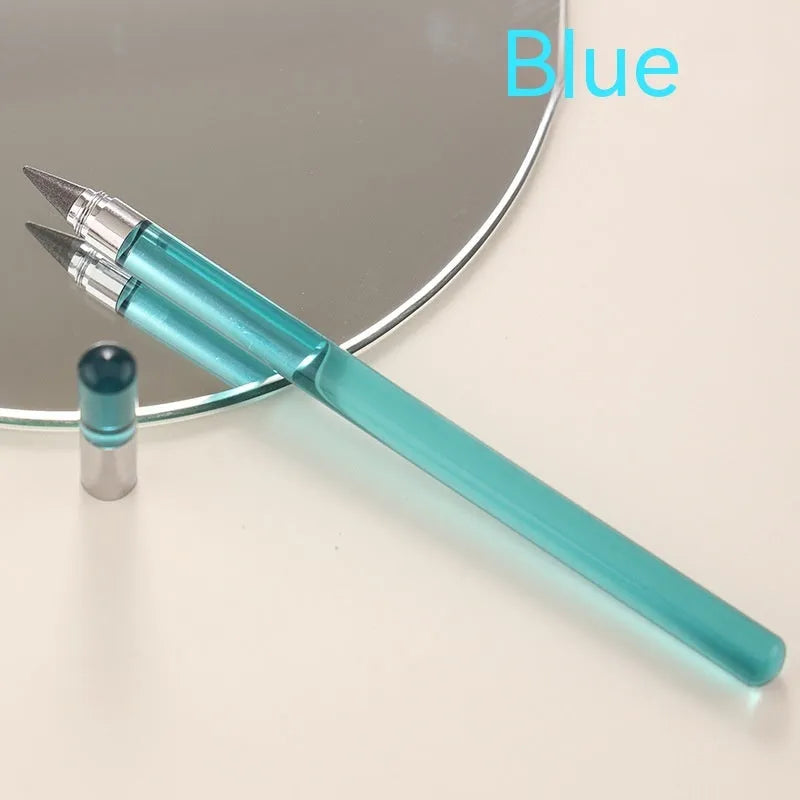 Transparent acrylic pencil with alloy tip and HB refill in multiple colours