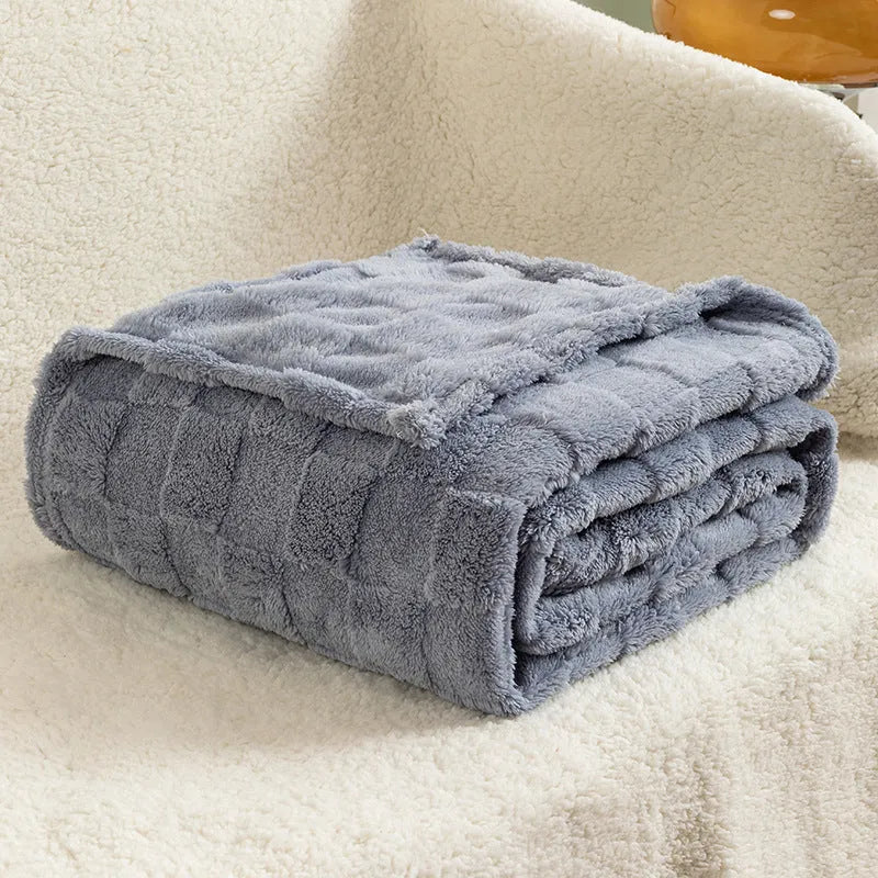 Thickened polyester velvet blanket with geometric pattern in multiple colour options