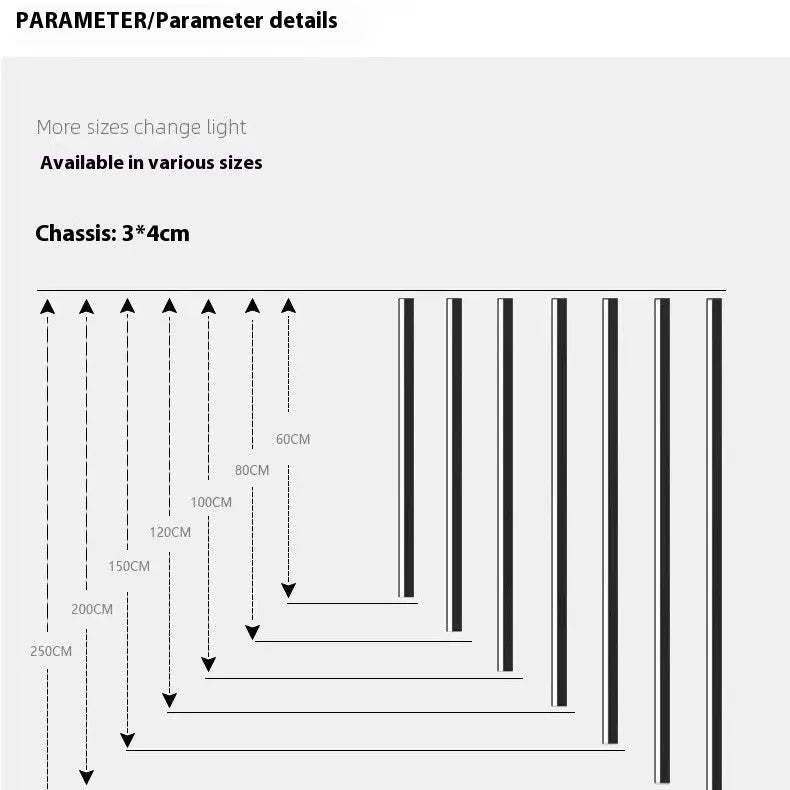 80 cm long black aluminium LED strip wall lamp with touch control for three white light colours.
