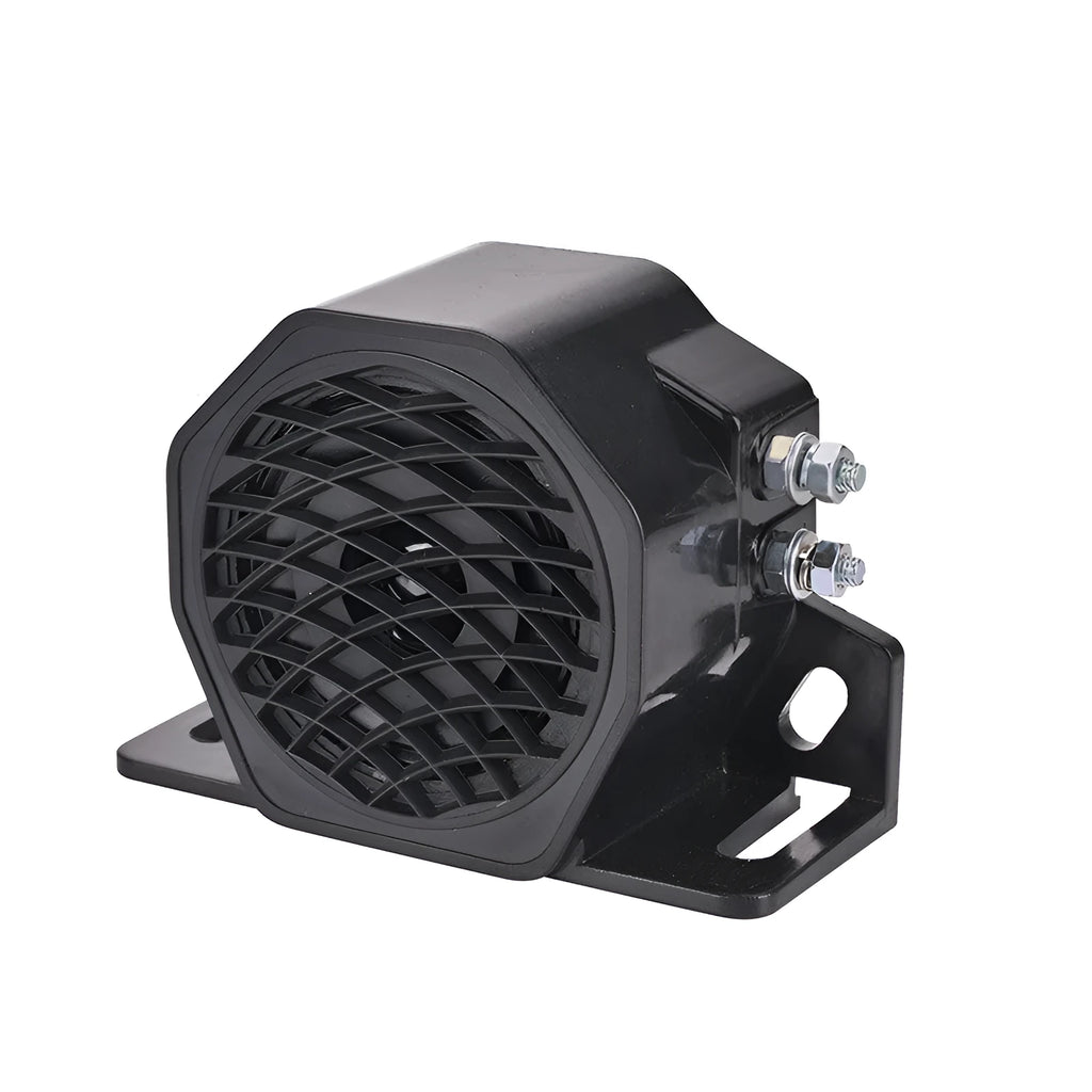 Black GQ-208A universal vehicle reversing horn buzzer unit on white background