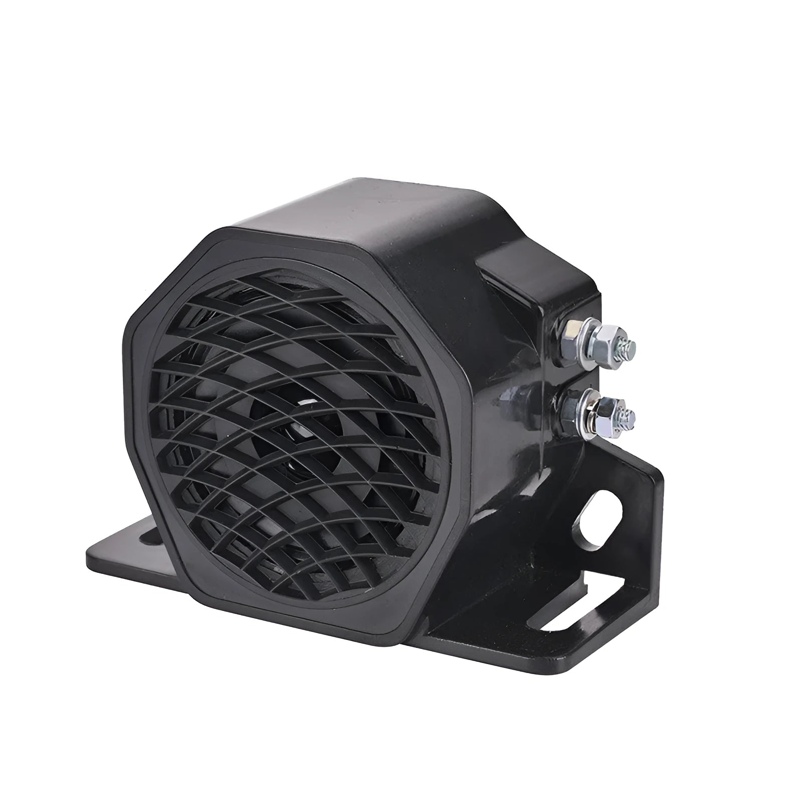Black GQ-208A universal vehicle reversing horn buzzer unit on white background